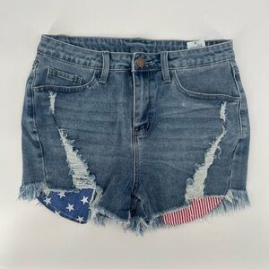JEANS American Flag Cut Off Distressed Jean Shorts Size Medium Junior's